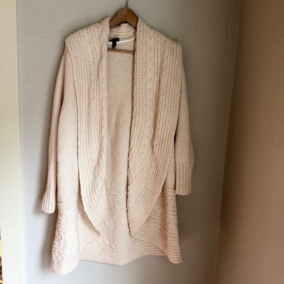 Torrid Women's Ivory Chunky Cable Knitted Comfy & Soft Cardigan Sweater Size 1X - Picture 9 of 10